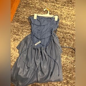 Blue strapless dress